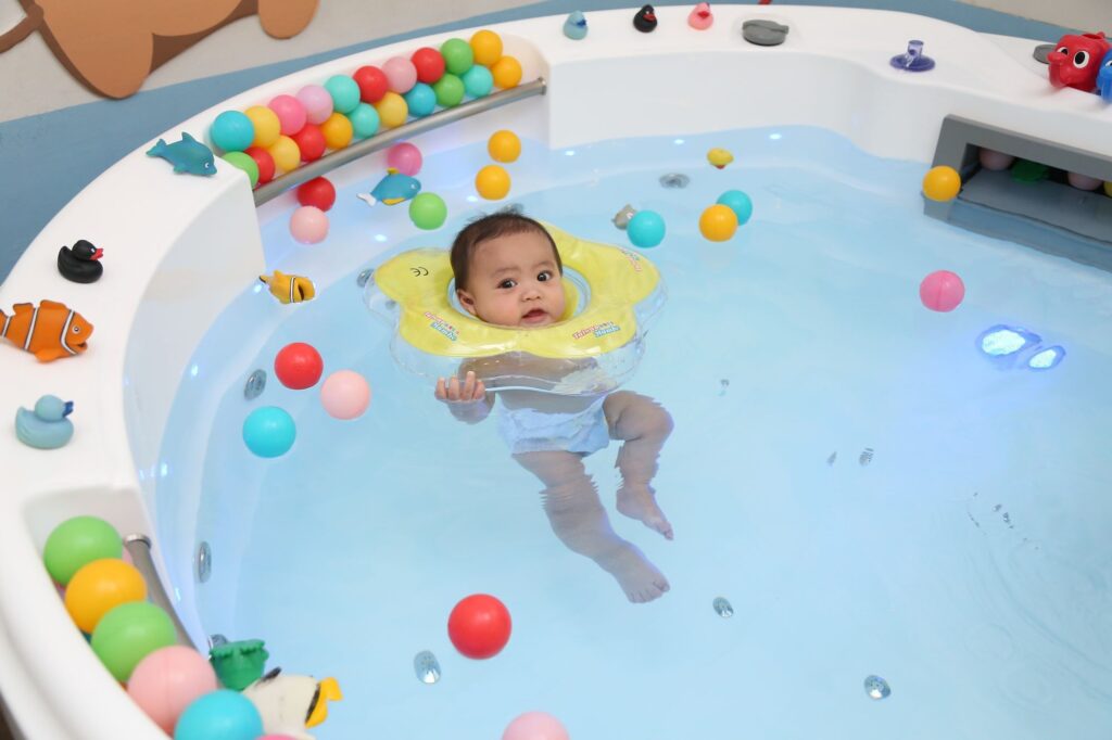 A kid in DYU Baby Spa Bangalore